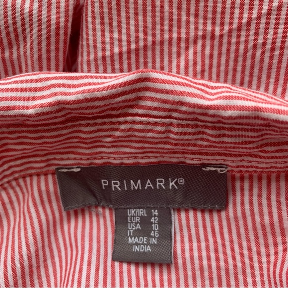 Primark Western Stripe Shirt Red & White Long Sleeve Button-Down Embroidery UK14 - Picture 12 of 13